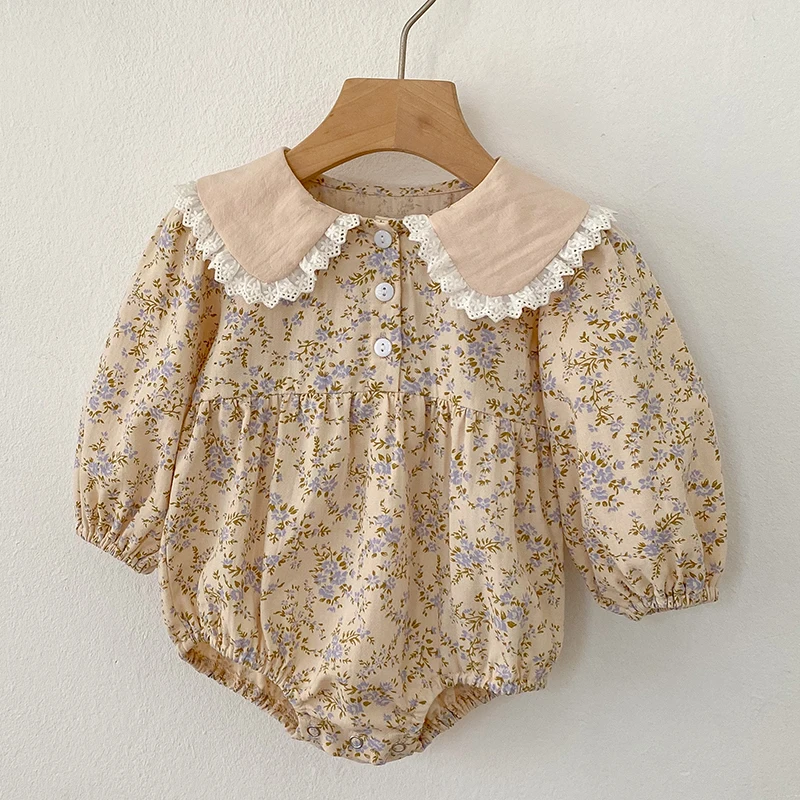 

Newborn Baby Girls Romper Long Sleeved Cotton Floral Printing Infant Baby Girls Jumpsuit Autumn Spring Baby Girls Clothes