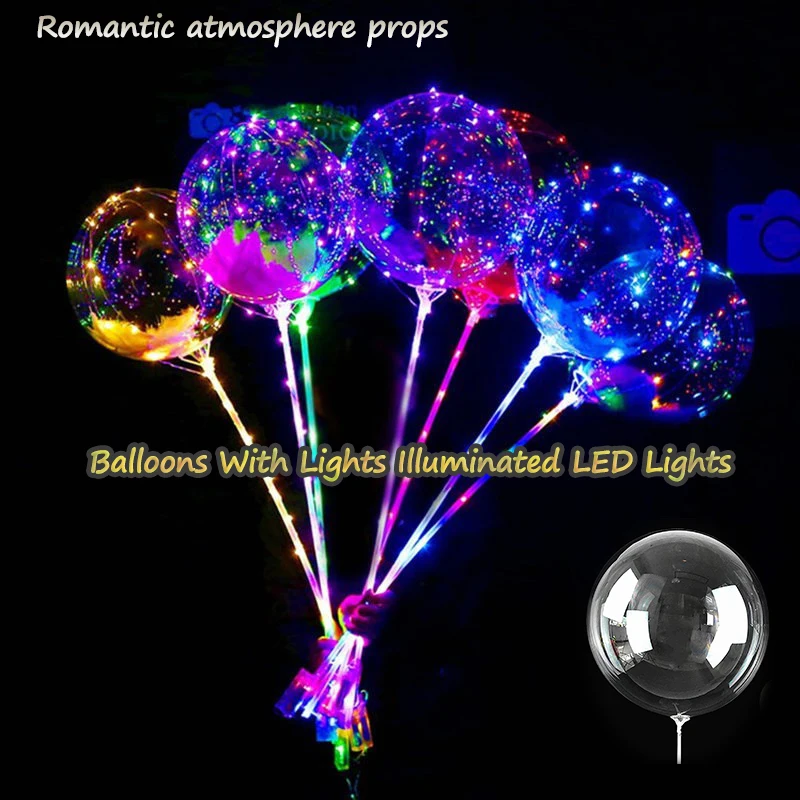 LED light Up BoBo Balloons Luminous Bubble Balloon with Light String and Sticks for Wedding Party Decor