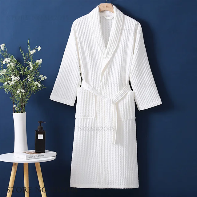 100% coton Couple Robe gaufre peignoir Robe Kimono Yukata maison vêtements décontracté femmes vêtements de nuit printemps été vêtements de détente