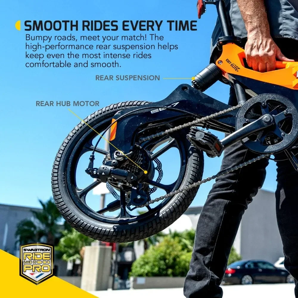 Swagtron Swagcycle EB-7 Elite Plus Folding Electric Bike with Removable Battery, 6