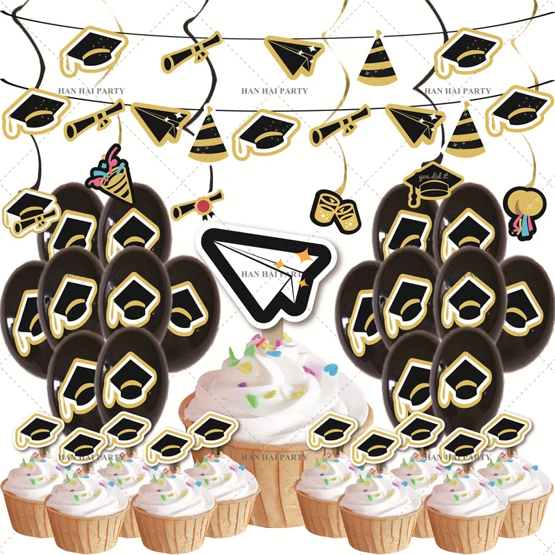 

Graduation Season Decoration Supplies Graduation Party Flag Cake Tag Hanging Balloon Decoration Supplies