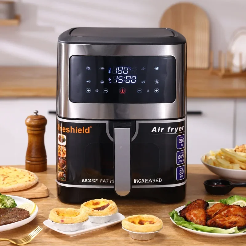 10.5L large capacity air fryer with visible window, stainless steel shell, intelligent touch version, household oil fryer 220V 5