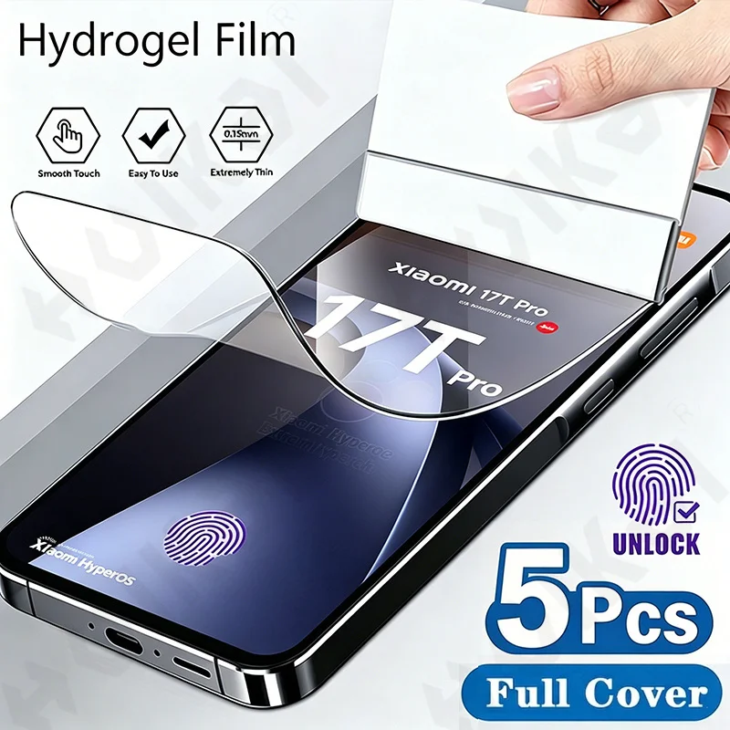 5-Pack Hydrogel Transparent Soft TPU Screen Protectors