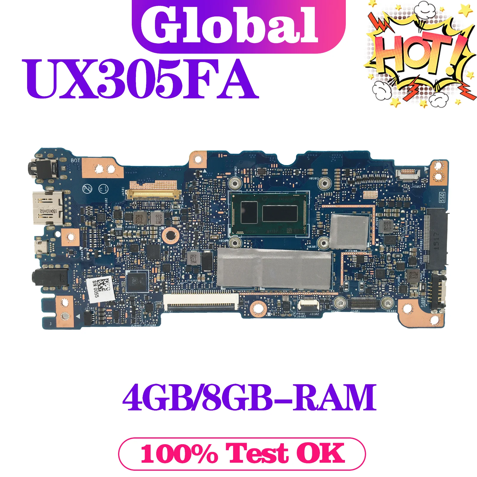 

KEFU Mainboard For ASUS Zenbook UX305FA U305FA UX305F Laptop Motherboard 5Y10 5Y10C 5Y71 5Y70 CPU 4GB/8GB-RAM MAIN BOARD