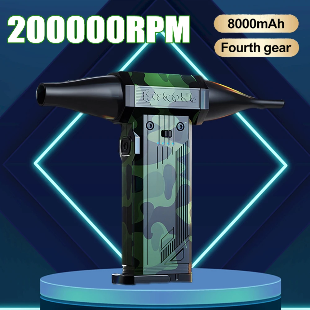 200000RPM Strong Air Blower 8000 mah Turbo Fan Blower Brushless 3 in1 Fan Wireless Car Vacunm Cleaning Dust Leaves Blowing