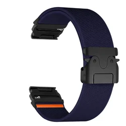 Nylon Elastic Parachute Band Bracelet Strap, 20 22 26mm - QuickFit 22mm (MidBlue - B)