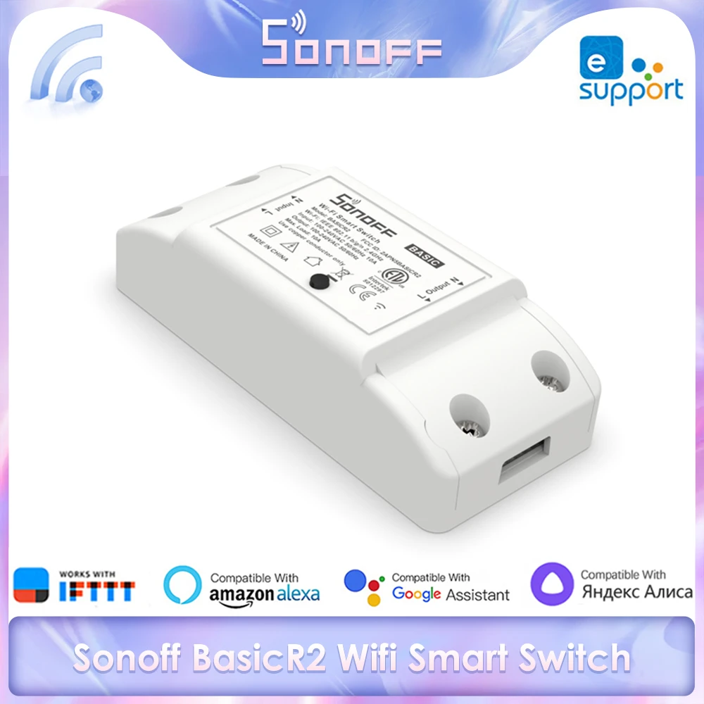 SONOFF BasicR2 Wifi Smart Switch DIY Wireless Relay Module Via Ewelink APP Wireless Remote Control Works With Alexa Google Home