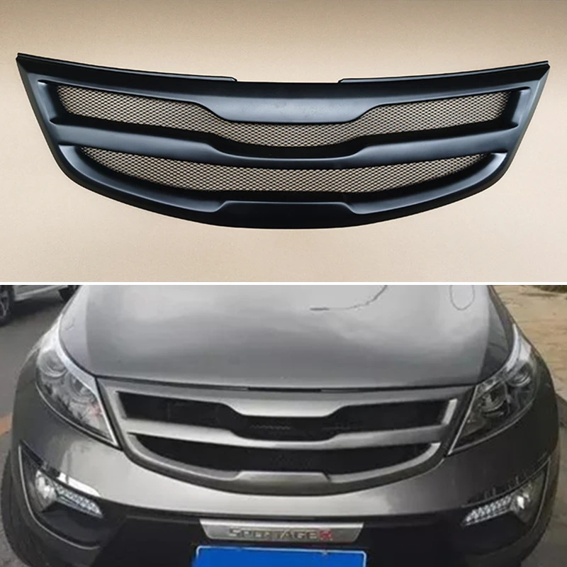 

Для KIA Sportage R 2011 2012 2013 2014 гонок решетка матовый черный Гриль комплект аксессуаров для корпуса