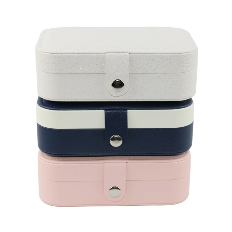 New Jewelry Organizer Box Smooth Leather Big Large Capacity Storage Case Display Holder Earring Stud Necklace Ring Clasp