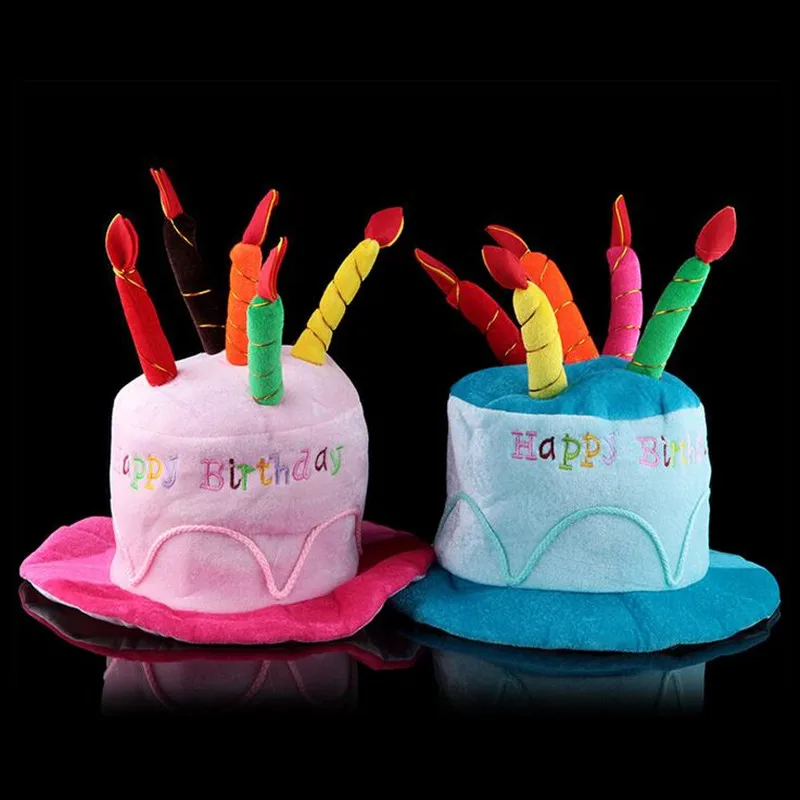 Children Adult Candles Cap Happy Birthday Party Hat Headwear Dress Up Gift Hair Wear Crown Cosplay Pink Blue Wedding Festival