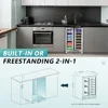 Wine Cooler with Glass Door Hold 21 Bottles and 88 Cans, 24 Inch Dual Zone Wine Refrigerator with Blue LED Light 5