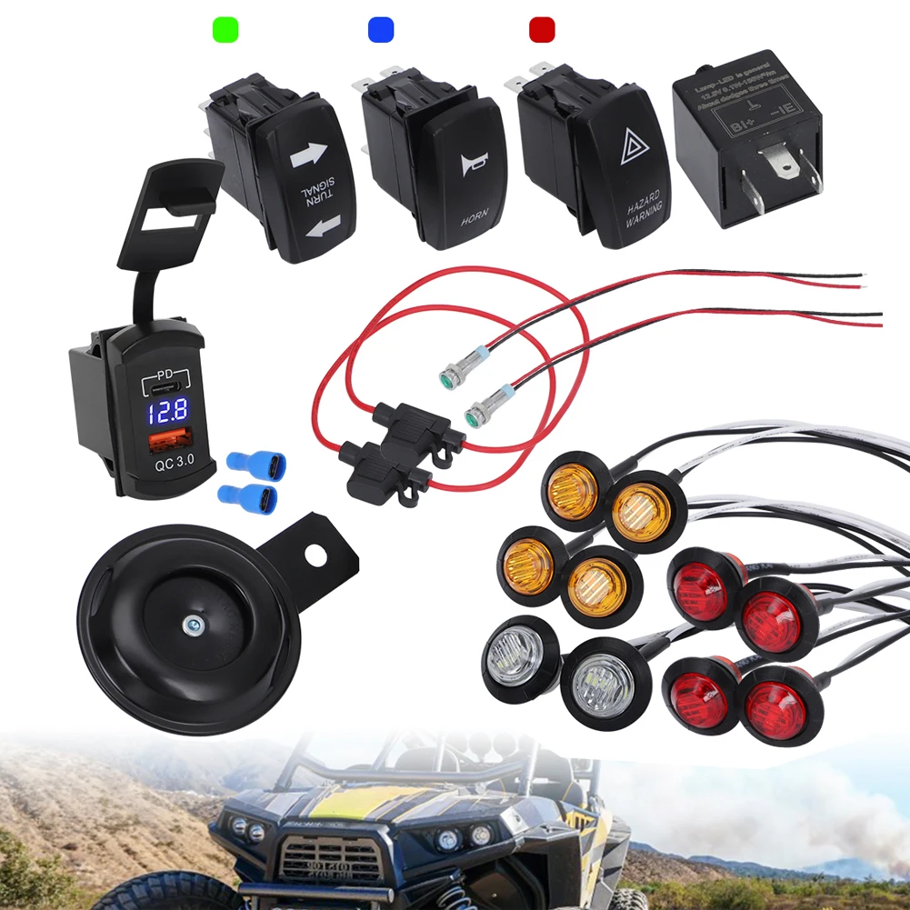 Universal ATV UTV Turn Signal Horn Street Legal Kit For Polaris Dirt ...