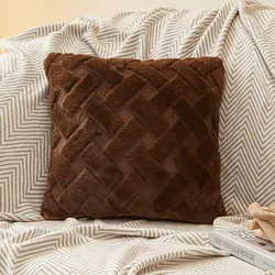 Luxurious Plush Throw Pillow Cover - Soft Cotton Decorative Cushion Case for Sofa, Bed, and Living Room Decor (Dark Brown)