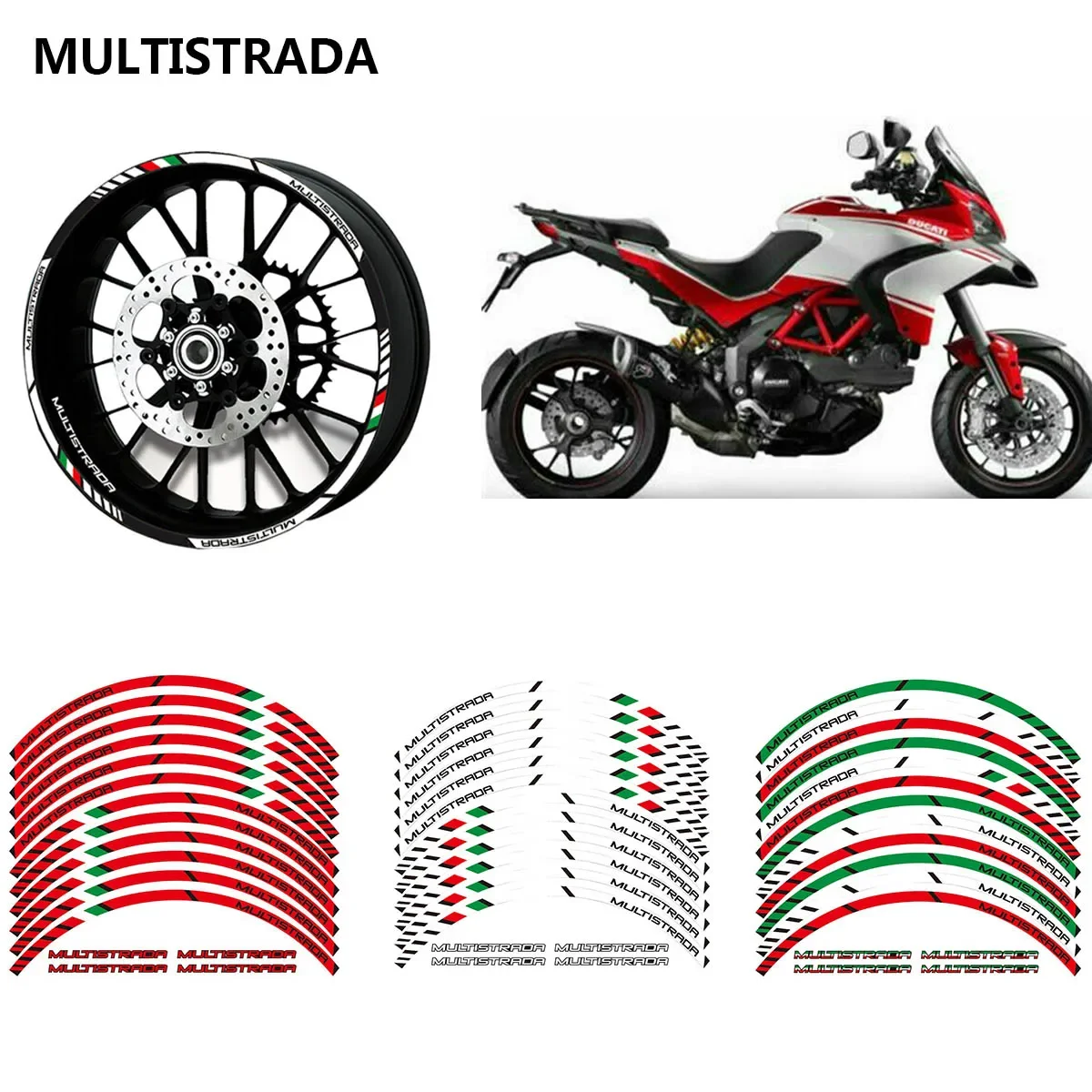 Accessori Ducati Adesivi Per Cerchioni Moto Ducati Multistrada V4 S 2021-2024 - Set Decorativo Rosso Con Protezione Strisce Riflettenti Cerchioni - Foto 12