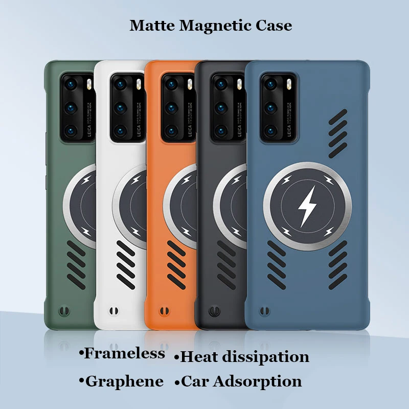 Frameless Heat dissipation Magnetic PC Case For Huawei P40 P30 Pro Magsafing Wireless Charging Shell Cover Protector_voghion.com