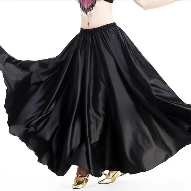 

New Satin Long Skirt Dance Professional Dancewear Full Skirt Hot 360 Full Circle Satin Long Skirt Swing Dance Decoration