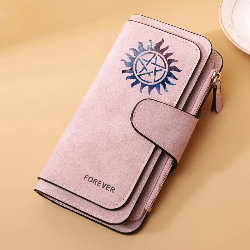 Supernatural Damen-Geldbörsen mit Schnalle, langes Leder, Top-Qualität, 15-Kartenhalter, klassische Damen-Geldbörse, Reißverschluss-Geldbörse für Damen – Detail 14