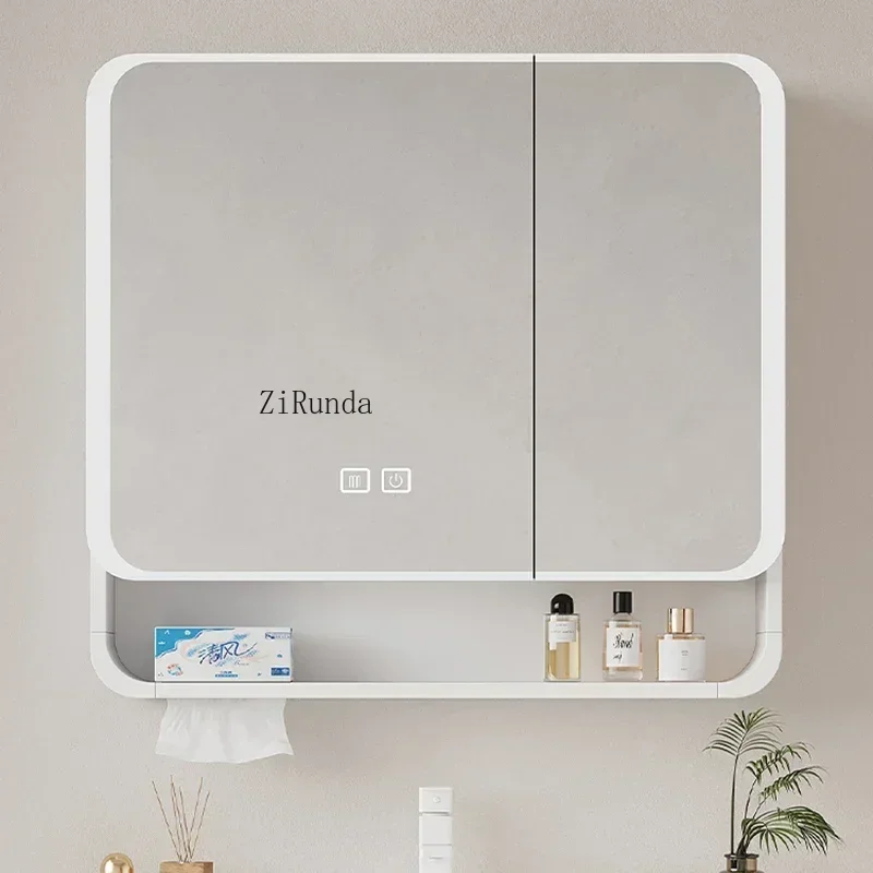 Nordic Style Smart Bathroom Mirror Cabinet Wall-mounted Beauty Makeup Fog Removal Mirror Cabinet Shelf Home Furniture Шкаф FYBC