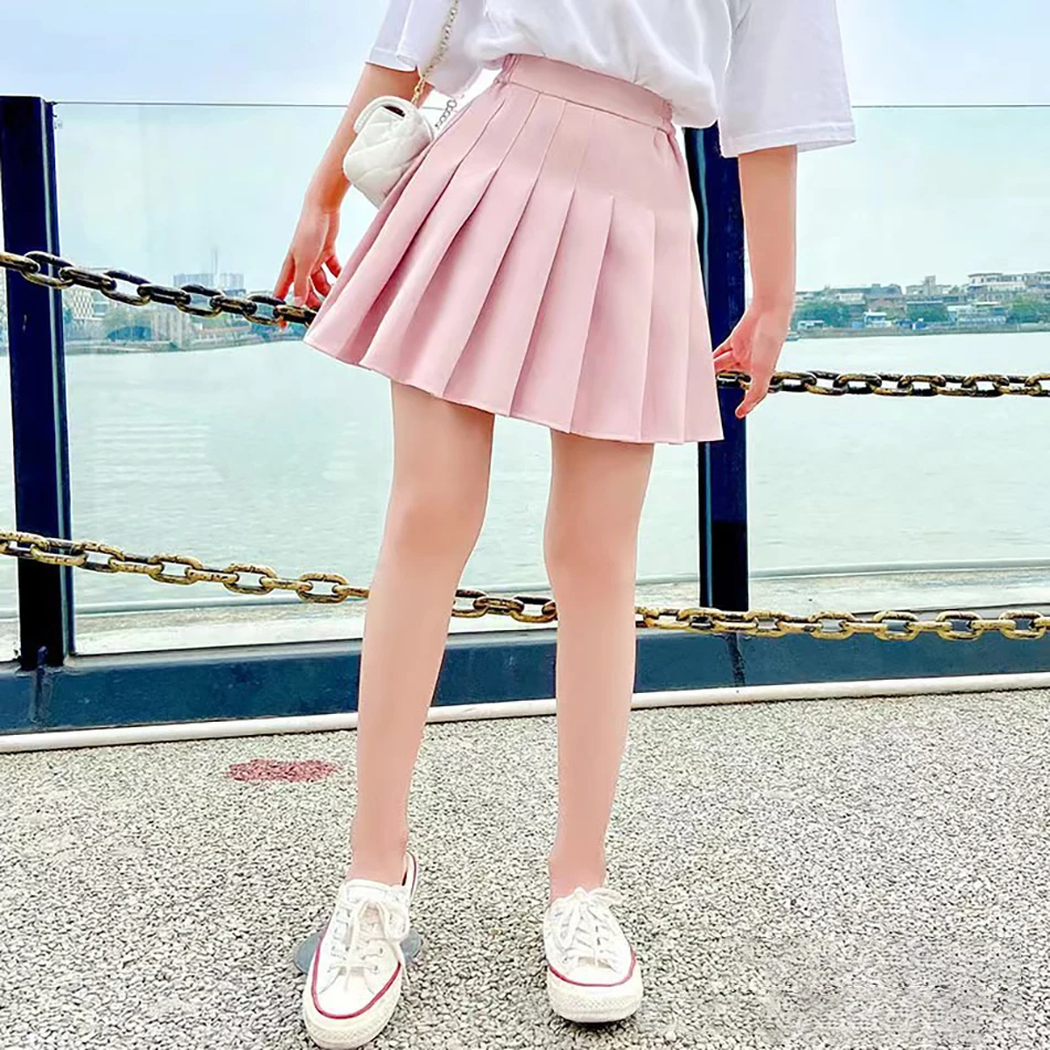 Girls Skirts Solid Color Elastic Waistband