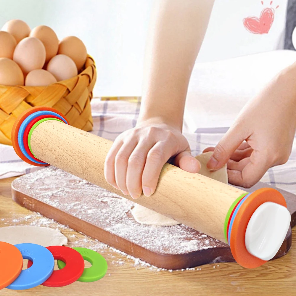 EHZ Rolling Pin Stainless Steel Dough Roller Adjustable Thickness Rings  Fondant Baking Fondant Pizza Pastry Cookies Baking Tool - AliExpress