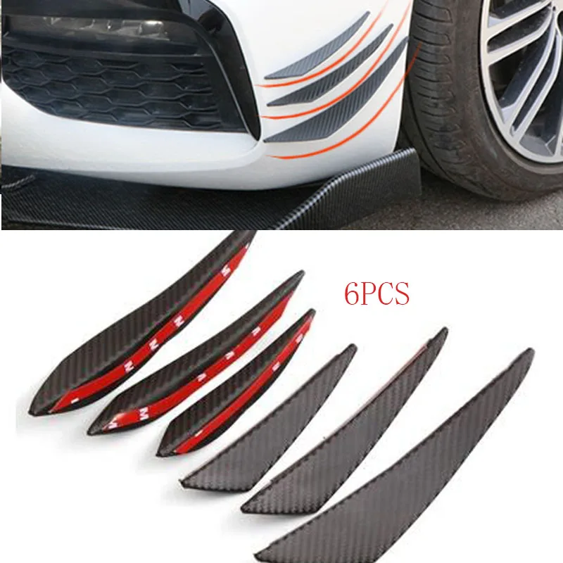 Car Universal Modification Wind Knife Bumper Crescent Wind Knife Front Bar Spoilers 6pcs car bumper spoiler