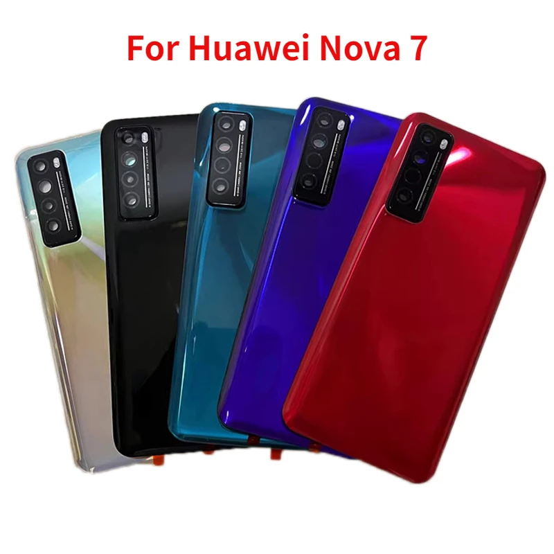 

Original Back Glass For Huawei Nova 7 5G Battery Back Cover Rear Door Housing Case with Camera Frame lens Replace