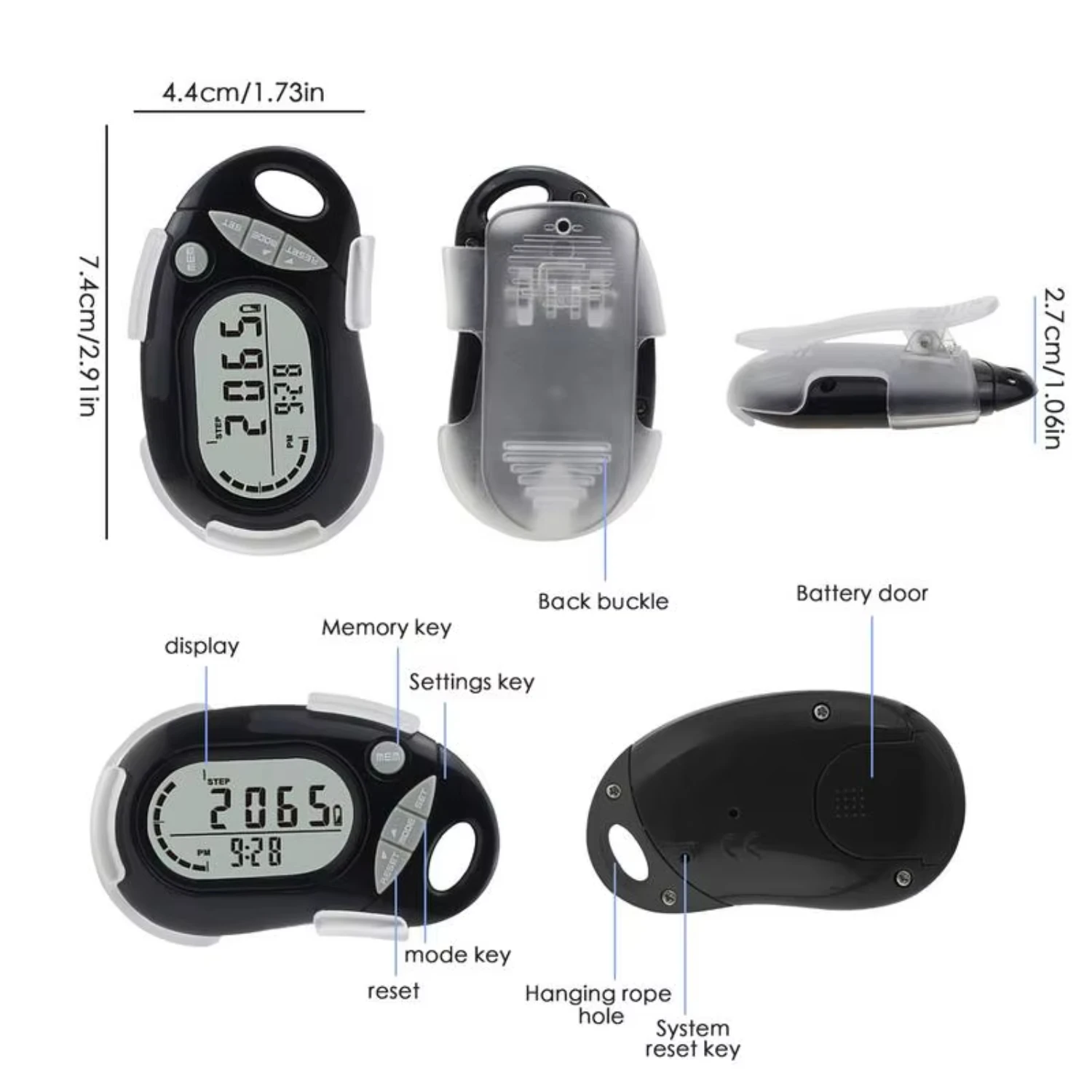 Odometer Walking Large Digital Display Pedometer Removable Clip Step Tracker Men Women Adults Seniors