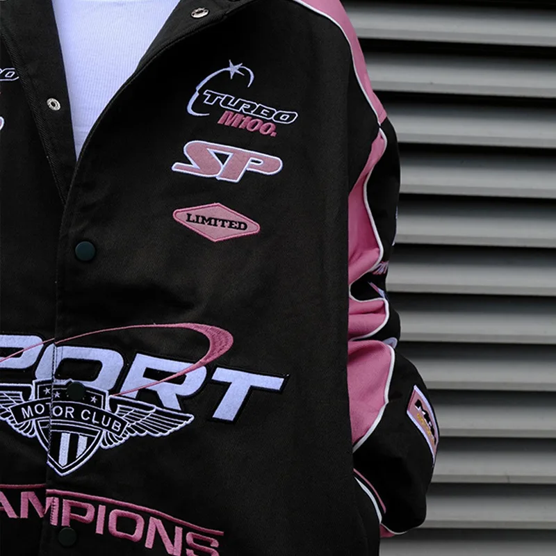 Trench Baseball Pink Jacket Varsity Y2K Streetwear Winter