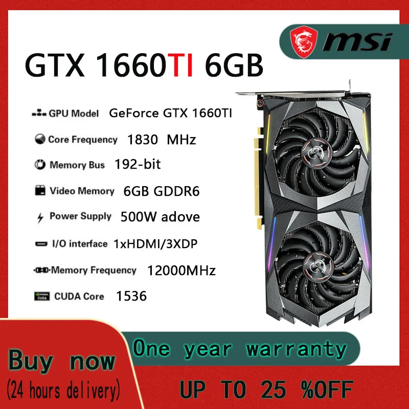 MSI Raphic Card GeForce GTX 1650 1660 1660TI 1660S SUPER 4GB 6GB Video Cards GPU GDDR5 GDDR6 Desktop CPU Motherboard graphics card for desktop