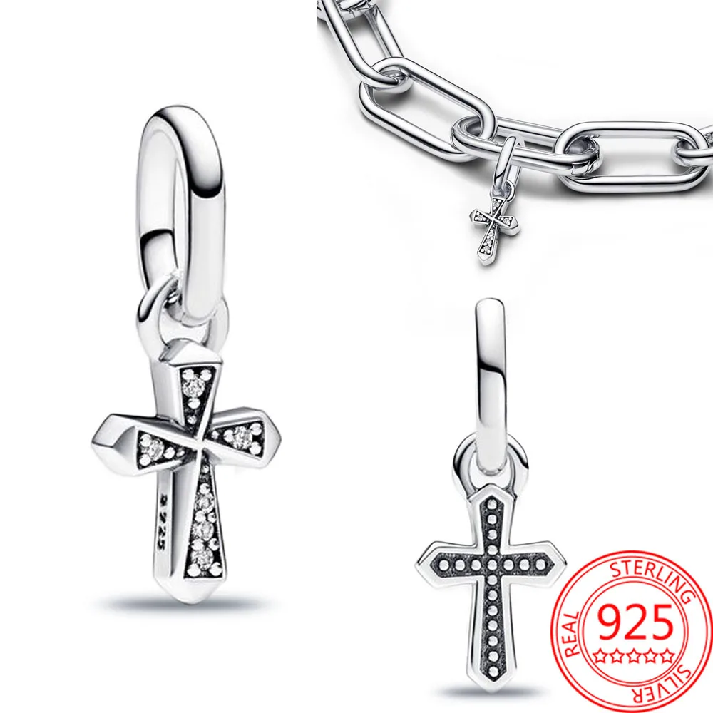 Iconic Me Sparkling Cross Mini Ciondola Charm Fit Pandora Me Bracciale Donna Elegante Regalo Di Gioielli In Argento Sterling 925