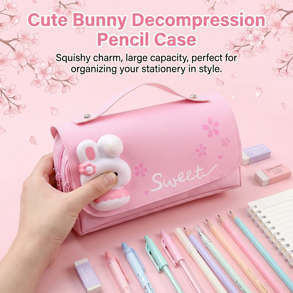 학생과 직장인을 위한 스트레스 해소 장난감이 포함된 연필 파우치 대용량 방수 정리 가방