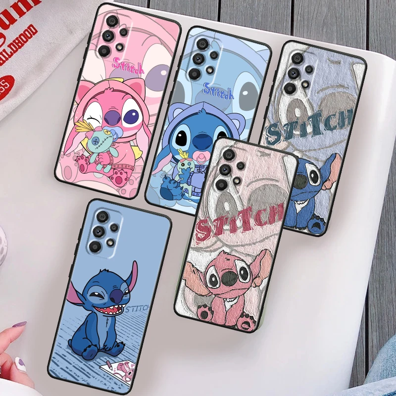 

Couple Stitch Love Disney Phone Case For Samsung Note 20 10 Ultra Plus A31 A8 A14 j6 A12 A5 A70 A7 A34 A20 A04 A24 5G Black