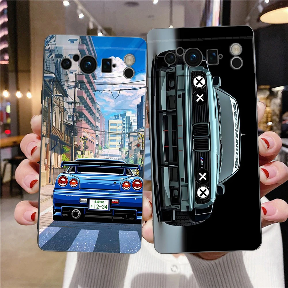 JDM Tokyo Drift Sports Car Black Soft Shell Phone Case