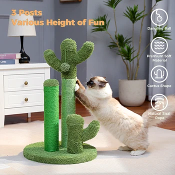 Cute Cactus Pet Cat Tree Toy with Ball Scratching Post for Cat Kitten Climbing Mushroom Condo Protecting Furniture Fast Delivery 2
