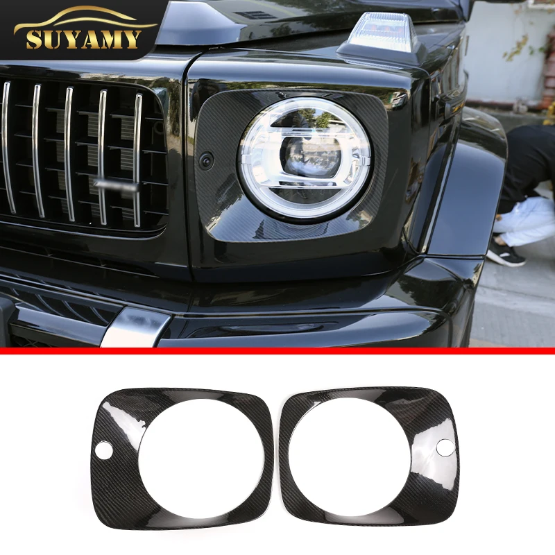 

Car Styling Real Carbon Fiber Headlight Panel Trim Frame For Mercedes-Benz G-Class W463 2019-2020 External Auto Accessories
