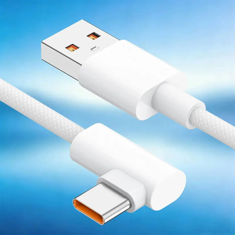 90도 벤딩 타입C 데이터 케이블, 브레이디드 PD 60W C-C /USB to 타입C 범용 충전 케이블, 손을 막지 않고 게임을 즐길 수 있음
