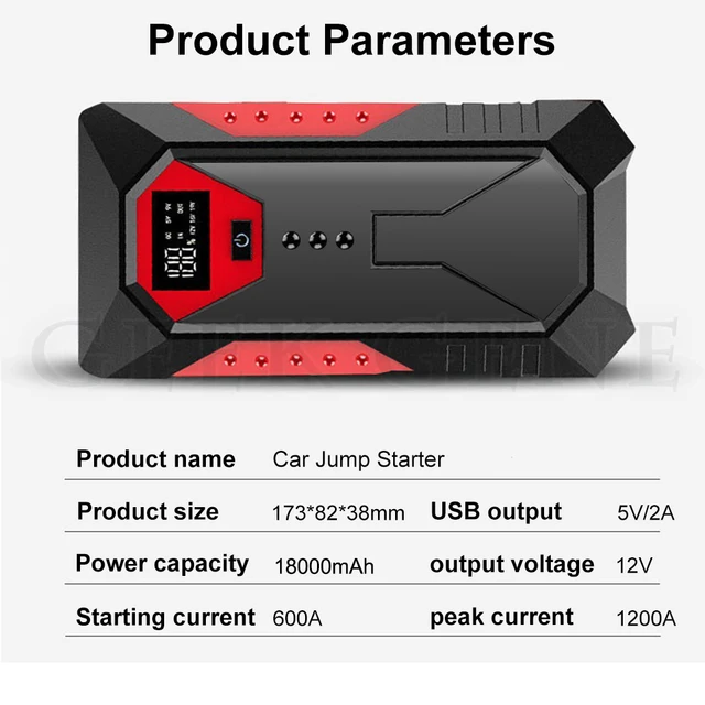 1200a/600a Starthilfe Power Bank portable Ladegerät Start gerät für 2,0  l/4,0 l Not-Autobatterie Starthilfe - AliExpress