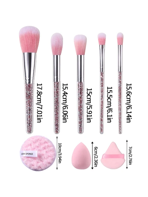 41759-88a10c.jpg 8-piece powder diamond handle makeup brush set & soft triangular powder puff / sponge egg / round facial cleansing pad tools