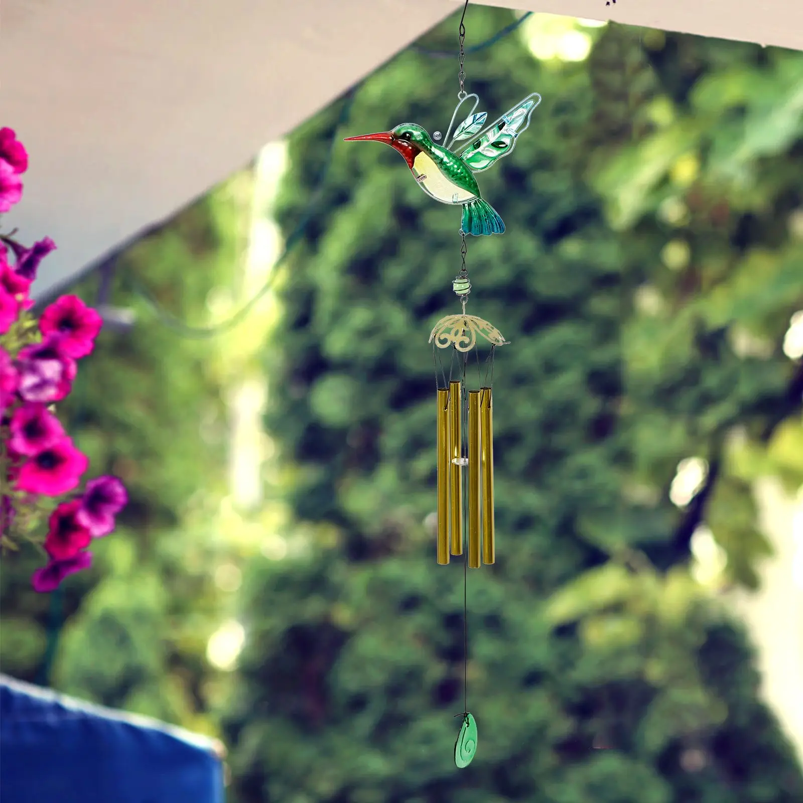 Hummingbird Wind Chimes Garden Hanging Bell Gifts Balcony Ornaments Ring Christmas Glass Hummingbirds for Women Windchimes 4