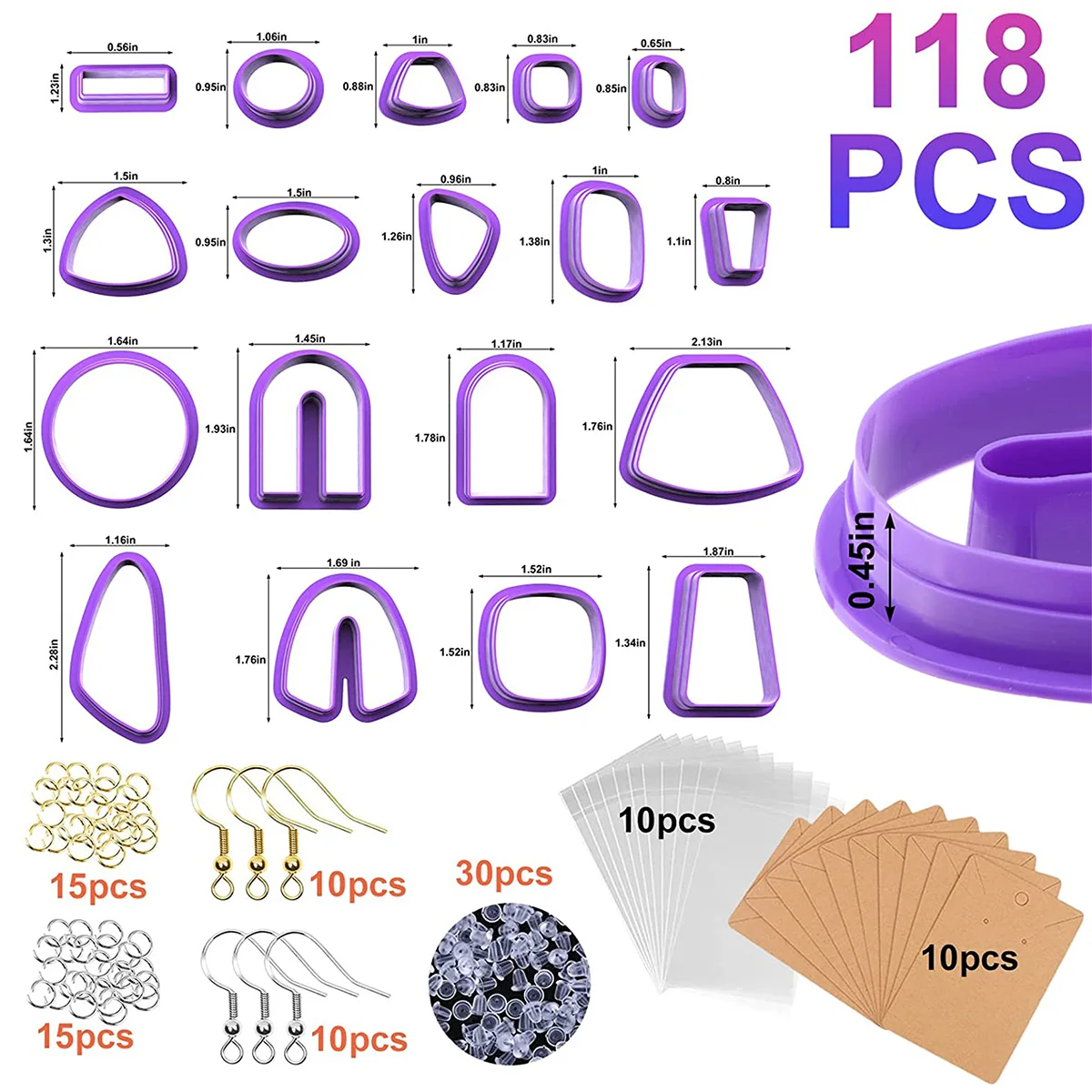 Polymer Clay Cutters Set,24 Shapes Clay Cutters with 118 Earrings