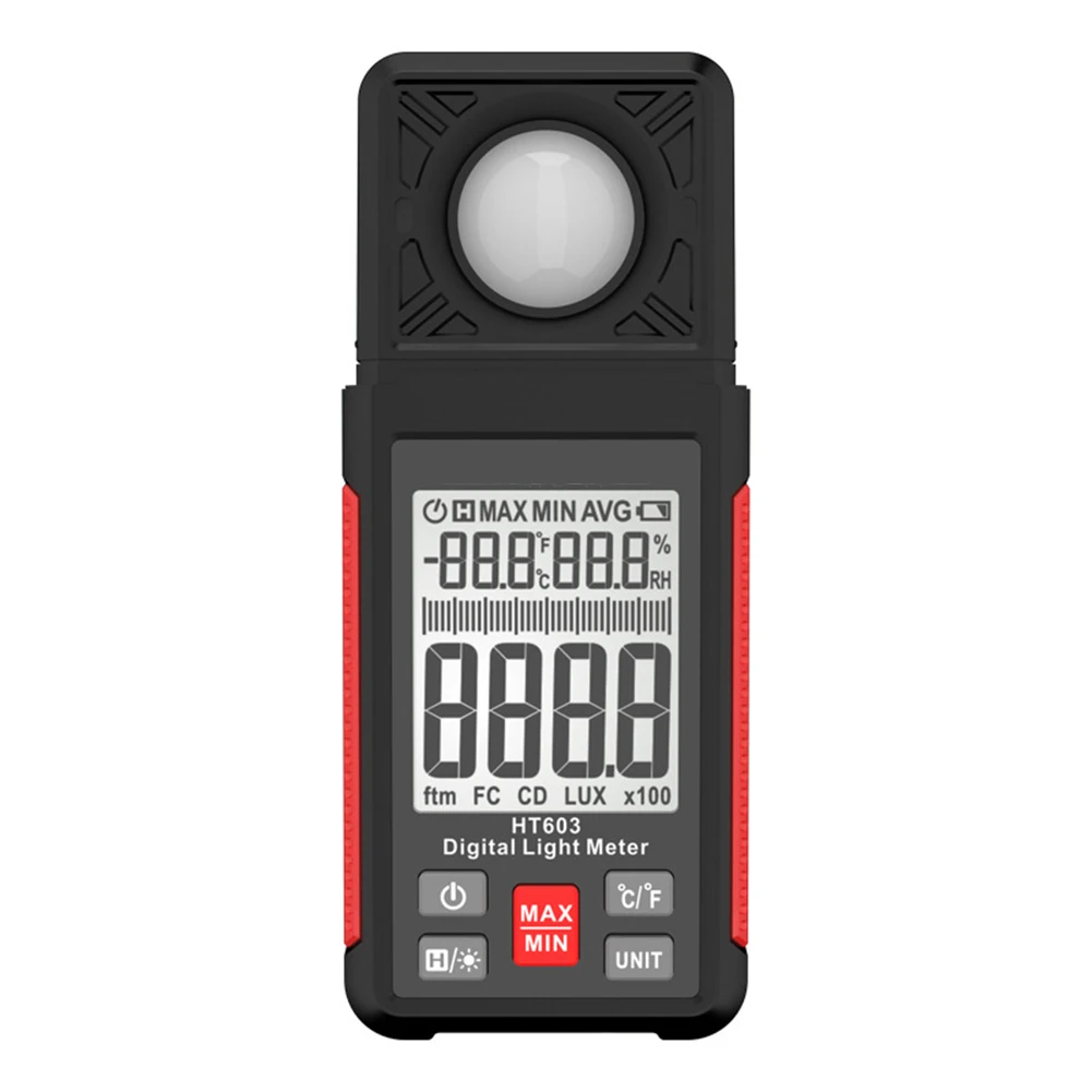 

Lux Meters HT603 Large Screen LCD Digital Illuminometer 180° Rotation Measurement 200000LUX Test Measurement Analysis Instrument