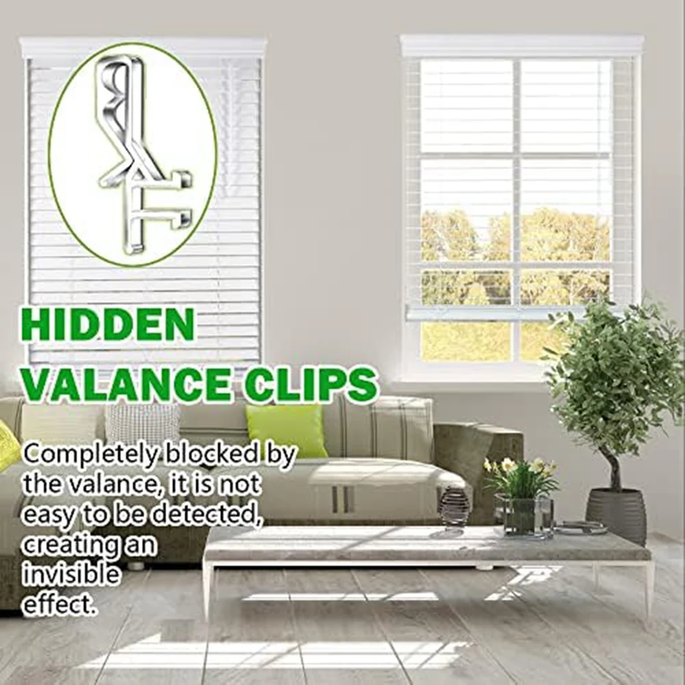 Hidden Channel Valance Clips, 1-7/8Inch Clear Plastic Valance Clips for the with a Groove in the Back ( 24Pcs )