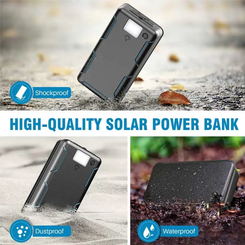Solar Power Bank 20000mAh 5 pannelli solari batteria esterna del telefono  per iPhone 6 6s 7 8 plus X Xs Xr 11 12 13 14 Samsung Xiaomi ecc. -  AliExpress