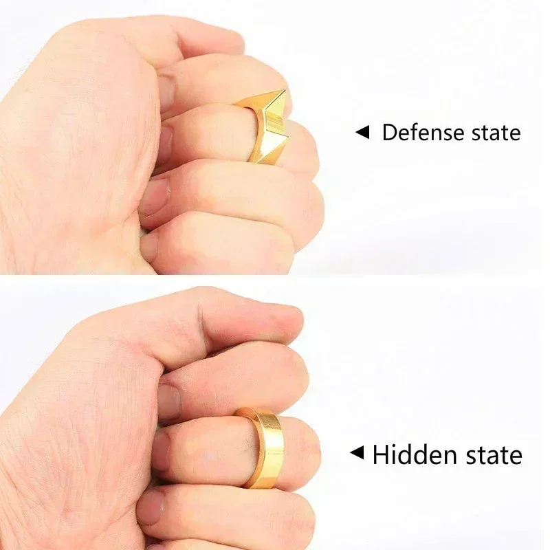 Gothic Survival Self-Defense Rings for Women Man Metal Multifunctional Knuckle Cat Ear Shape Attack Rings Girlfriends Gift