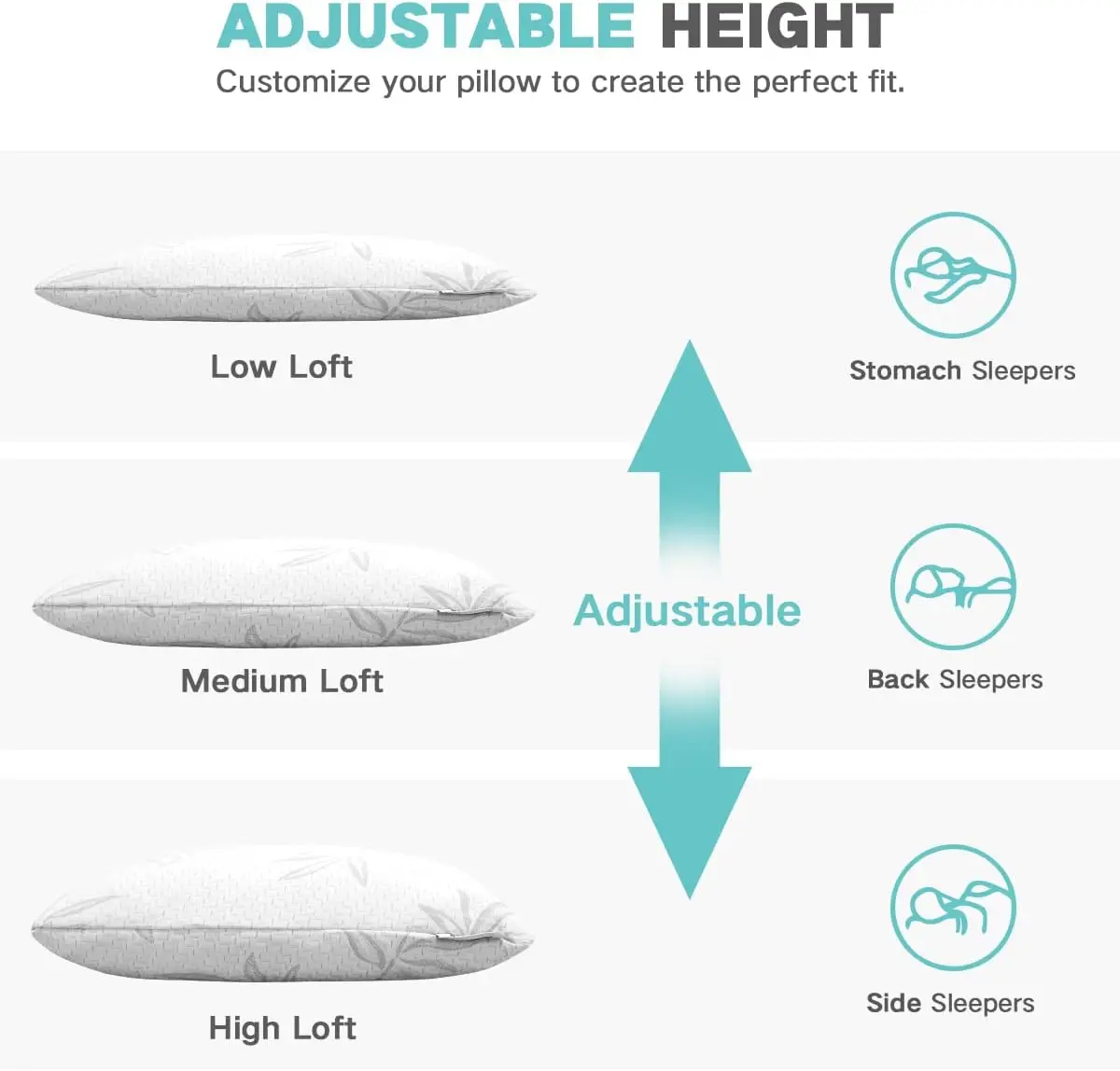 Rayon Derived from Bamboo Pillow King Size Set of 2 - Machine Washable Bed Pillows for Sleeping for Back, Stomach, Side Sleeper 5