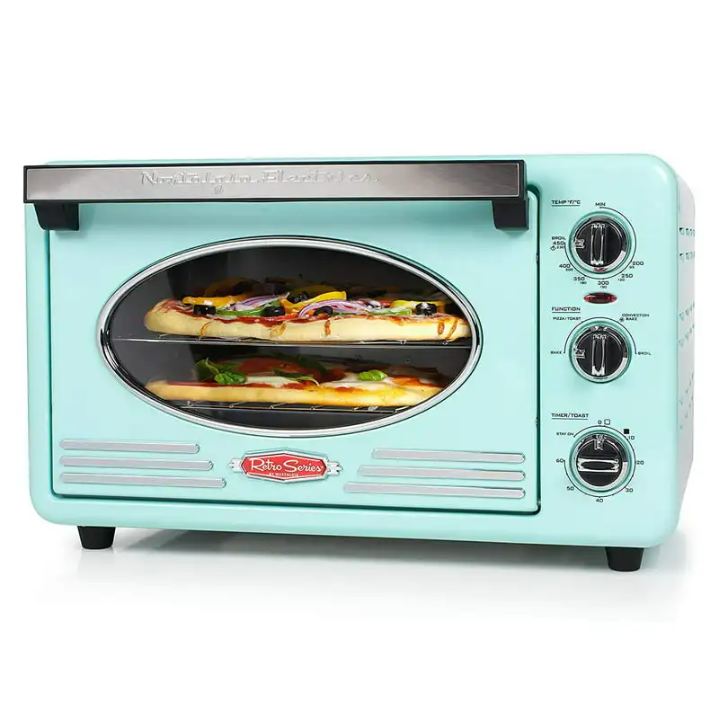 

RTOV2AQ Hover to Zoom Retro 1500 W Aqua 12-Slice Convection Toaster Oven with Built-in Timer