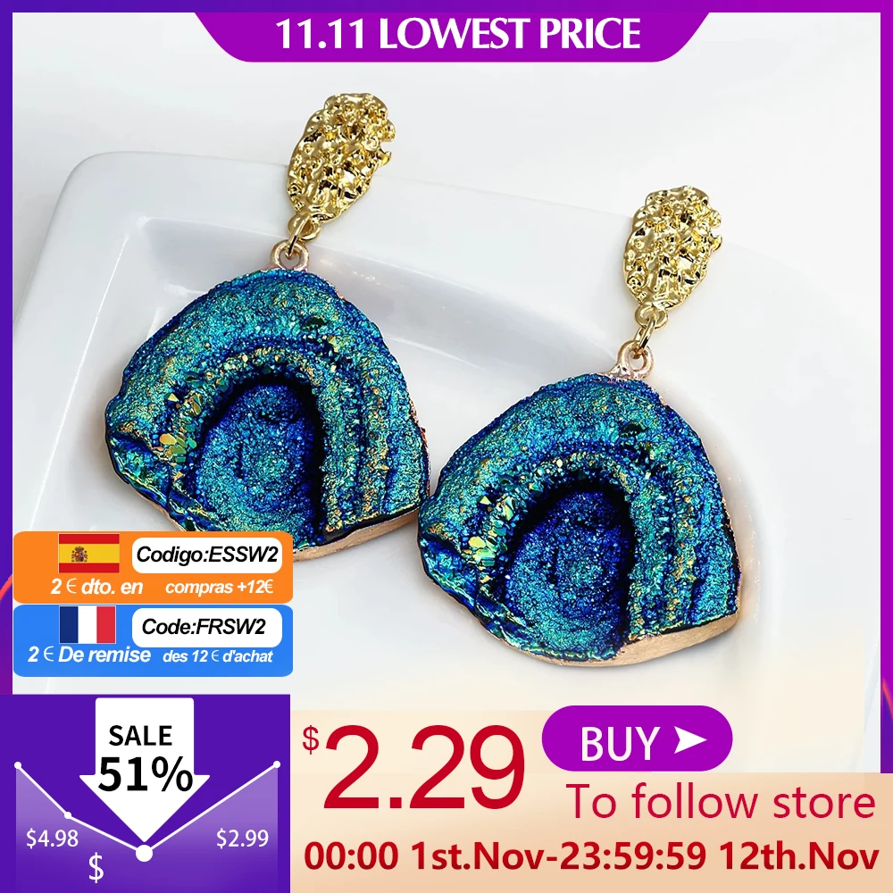 Abstract Simulated Natural Stone Dangle Earrings for Women - Image 2