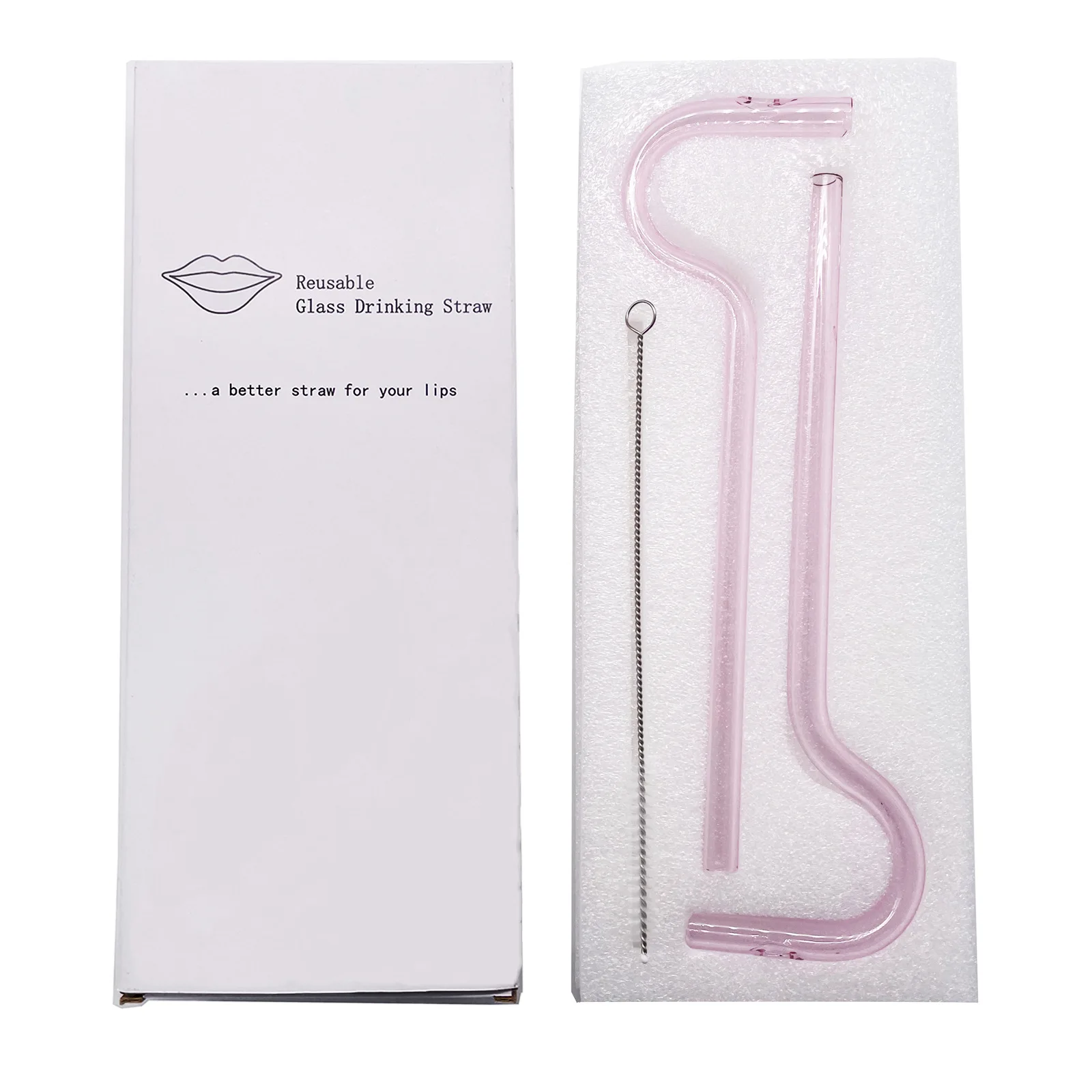 2PCS Anti Wrinkle Straw Reusable Glass Straw for Stanley Cup Drinking Straw  Curved Lip Wrinkle Straw with Brush - AliExpress