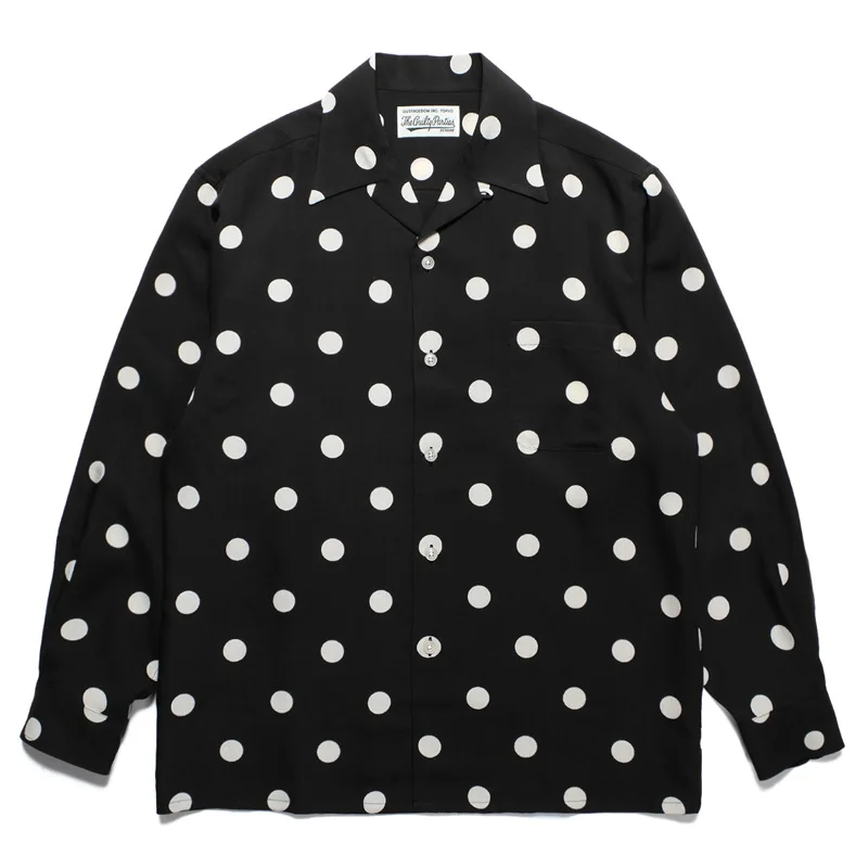 High Street Japanese Grey Black WACKO MARIA DOTS OPEN COLLAR