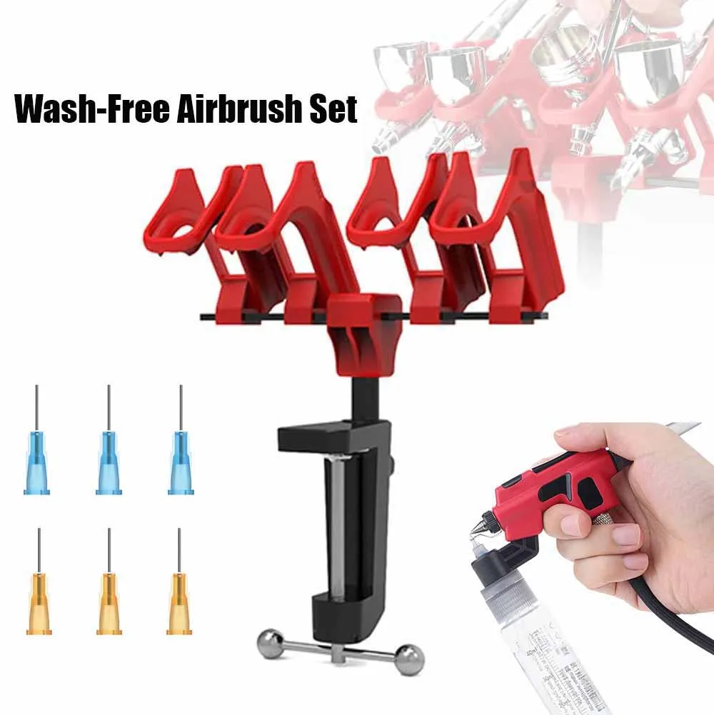 Wash-Free Airbrush with Marker Rack for Gundam Scale Model Painting Tools Quick Paint Change Hobby DIY Craft Tools